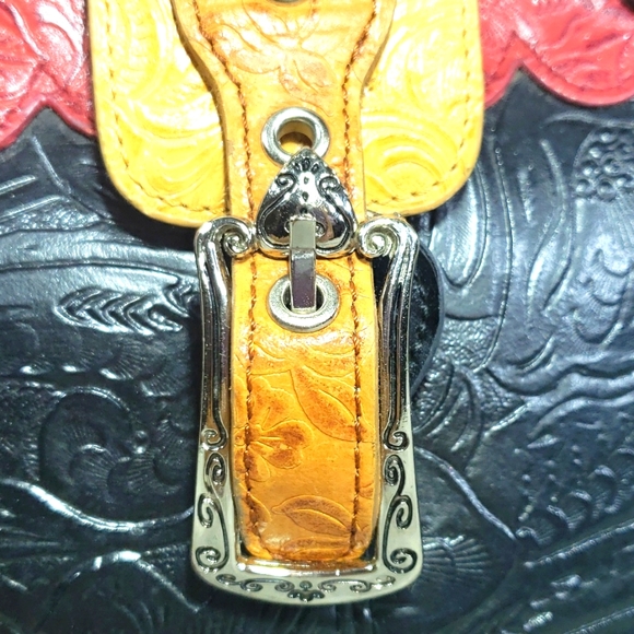 Vintage MC Marc Chantal Tooled Embossed Leather Multi Color Square Shoulder Bag - Picture 5 of 17